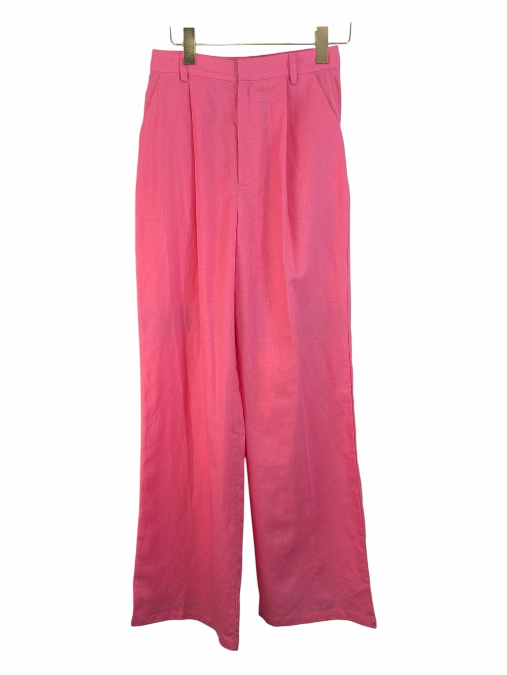 Solai High-Waist Wide Leg Pink cotton and linen blend Trousers Size Small